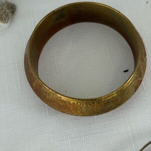Gold Floral Bangle Bracelet